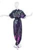 Leonard Black Chiffon Caftan Jumpsuit with Signature Flower Print Kaftan