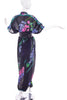 Leonard Black Chiffon Caftan Jumpsuit with Signature Flower Print Kaftan