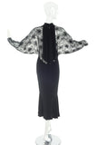 Ted Lapidus Black Crepe Satin and Chantilly Lace Paris Couture Dress