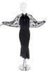 Ted Lapidus Black Crepe Satin and Chantilly Lace Paris Couture Dress
