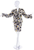 Saint Laurent Black & White & Yellow Rose Flower Print Dress