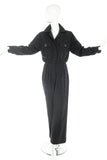 Yves Saint Laurent Rive Gauche Grey Flannel Wool Jumpsuit - BOUTIQUE PURCHASE PRICE
