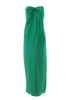 Vintage Emerald Hammered Satin Bustier Dress Halston Style