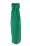 Vintage Emerald Hammered Satin Bustier Dress Halston Style