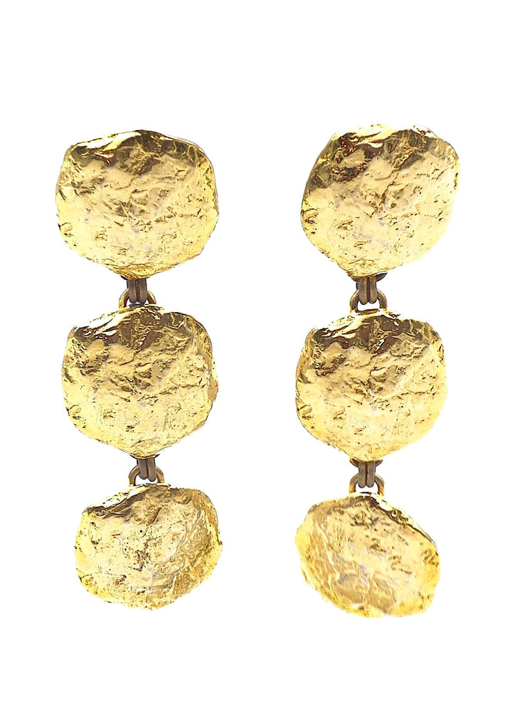 Sonia Rykiel Gold Chic Massive Gold Hammered Earrings #