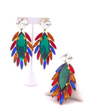 Yves Saint Laurent "Parrot" Green Red Orange Gripoix Earrings and Matching Broach