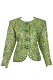 Yves Saint Laurent Green Metallic Textured Power Suit Blazer