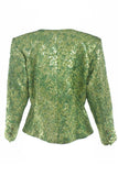 Yves Saint Laurent Green Metallic Textured Power Suit Blazer