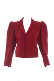 Saint Laurent Red Garbadine Wool Puff Sleeve Jacket - BOUTIQUE PURCHASE PRICE