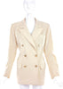 Saint Laurent Rive Gauche Creme Double Breasted Blazer with Gold Buttons