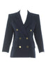 Saint Laurent Rive Gauche Navy Peacoat with Vivienne Westwood Black Ruffle Bow "Pirate" Blouse