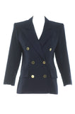 Saint Laurent Rive Gauche Navy Peacoat with Vivienne Westwood Black Ruffle Bow "Pirate" Blouse