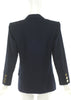 Saint Laurent Rive Gauche Navy Peacoat with Vivienne Westwood Black Ruffle Bow "Pirate" Blouse