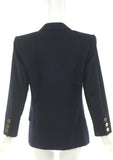 Saint Laurent Rive Gauche Navy Peacoat with Vivienne Westwood Black Ruffle Bow "Pirate" Blouse