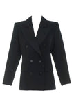 Saint Laurent Rive Gauche Black "Le Smoking" Tuxedo Suit with Couture Shoulder and Oversized Satin Lapel