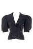 Saint Laurent Black Linen Ballon Short Sleeve Jacket / Blouse