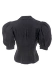 Saint Laurent Black Linen Ballon Short Sleeve Jacket / Blouse