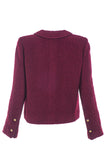 Chanel Burgundy Classic Tweed Jacket with Gold Lion Buttons - BOUTIQUE PURCHASE PRICE