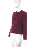 Chanel Burgundy Classic Tweed Jacket with Gold Lion Buttons - BOUTIQUE PURCHASE PRICE