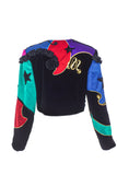 Louis Féraud Multi Color Patchwork Jacket with Star Beading