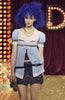 D&G by Dolce & Gabbana Blue Chiffon Baby Doll Top with Leopard Print Details FW2005