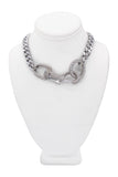 John Galliano For Christian Dior Silver Curb Chain Pave Crystal Safety Lobster Clasp Necklace Spring 2003