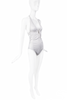 Christian Dior by John Galliano White Dior Logo Print Plunging V Neck Halterneck Bodysuit One Piece Swimsuit