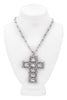 Dolce & Gabbana Silver Crystal Encrusted Cross Rosary Necklace