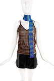 Vintage Blue Striped Lurex Missoni Skinny Long Disco Scarf