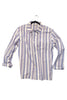 Dries Van Noten Blue and White Vertical Strip Relaxed Fit Button-Up Shirt