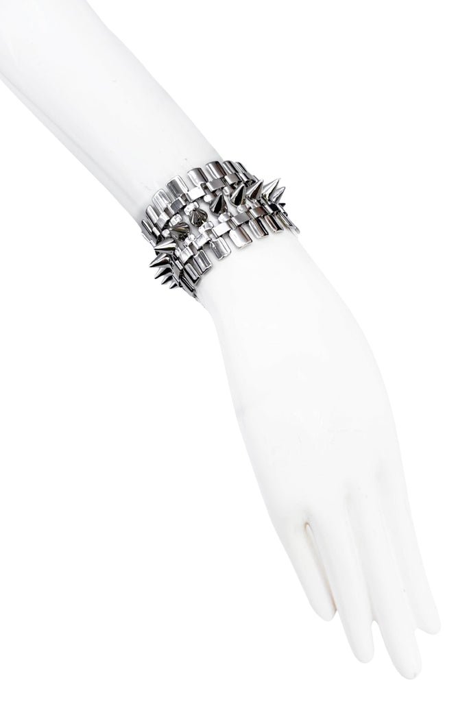 Eddie Borgo Silver Wide Chain Link Cone Studded Bracelet