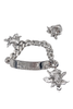John Galliano Silver Metal Pirate Skull Feather Ring