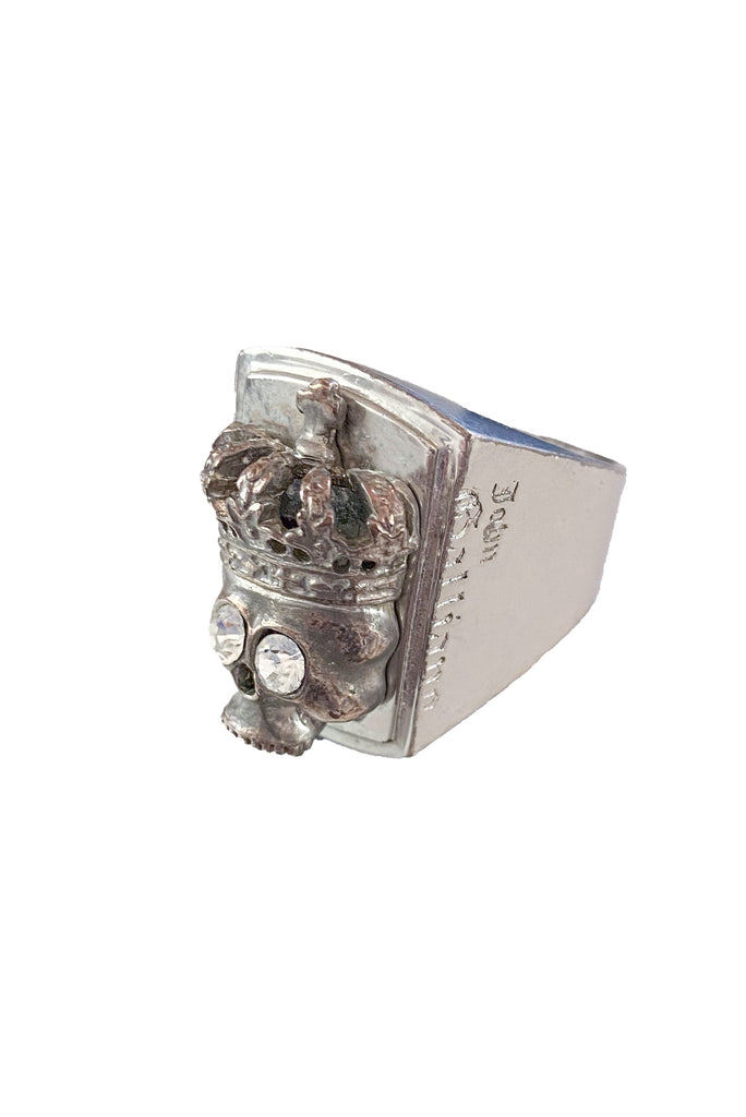 John Galliano Mens Crown Skull Ring with Rhinestone Eyes SS2005