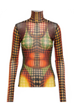 Jean Paul Gaultier FW 1995 Cyber Dot Bra Mesh Long Sleeve Top