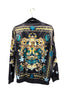 Givenchy Gold Blue Black Satin Baroque Star Print Bomber Jacket