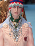 Gucci Crystal Silver Oversized Hanging Necklace Runway Fall 2018
