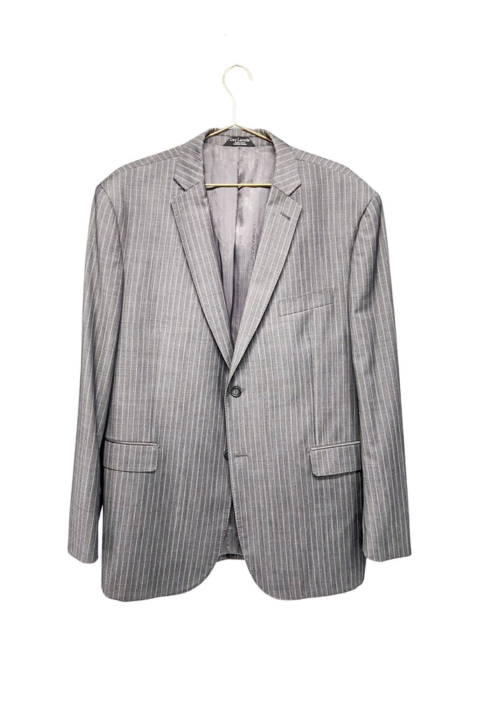 Guy Larouche Grey Pinstripe Single Breasted Menswear Blazer