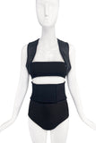 Givenchy Black Corset Halter Vest Harness Leather Shoulder Strap Knit Top