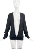 Xavier Delcour Black Glitter Deep Plunging V Neck Sweater Top #