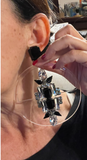 Armani Black Oversized Lucite Crystal Hoop Earrings