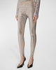 Burberry Silver Metallic Sequin Paillette Nude Stretch Leggings