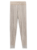 Burberry Silver Metallic Sequin Paillette Nude Stretch Leggings