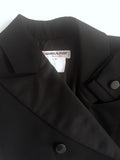 Saint Laurent Rive Gauche Black "Le Smoking" Tuxedo Suit with Couture Shoulder and Oversized Satin Lapel
