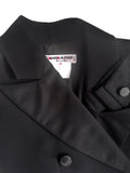 Saint Laurent Rive Gauche Black "Le Smoking" Tuxedo Suit with Couture Shoulder and Oversized Satin Lapel