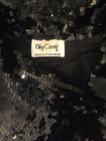 Oleg Cassini Black Silk and Sequin Suit Blazer and Louis Feraud Flouncy Sequin Chiffon Skirt