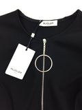 Mugler Black Jersey Bodycon Dress with Round Zipper Detail - BOUTIQUE PURCHASE PRICE
