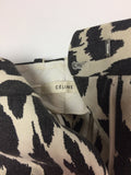Céline Black and Ivory Abstract Animal Print Wide Leg Trouser