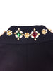 Byblos Black Wool Zip-Up Jacket with Costume Jewel Details on Collar