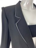 Ann Demeulemeester Black Fitted Blazer with White Piping - BOUTIQUE PURCHASE PRICE