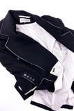 Ann Demeulemeester Black Fitted Blazer with White Piping - BOUTIQUE PURCHASE PRICE